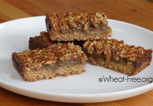 Wheat/gluten free Pecan Bars recipe | Wheat-free.org