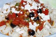 Wheat & gluten free Vegetable Sauce with Feta & Olives recipe