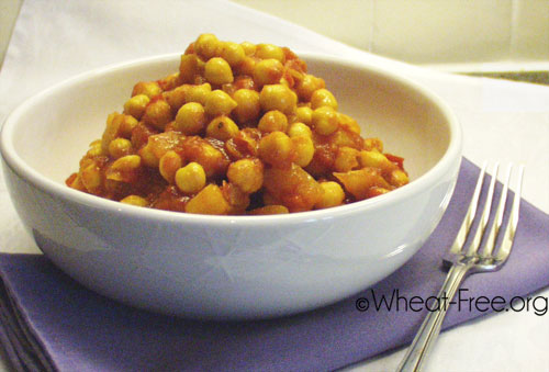 Wheat & gluten free Spicy Chick Peas recipe