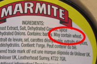Marmite label states may contain wheat