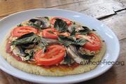 Wheat & gluten free Pizza with Fresh Basil, Tomatoes & Mushrooms recipe